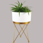 Exclusive White Metal Planter |Heavy Gauge – White 12 inch(1pot+1Stand)