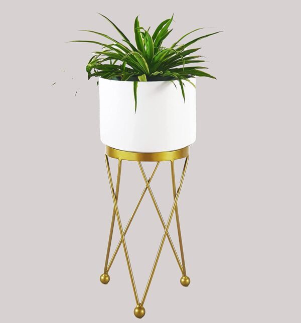 White Planter with stand