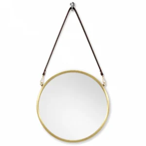 Large Round Mirror | Exclusive Leatherette -16 Inch hover image