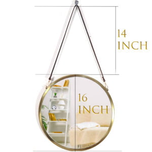Large Round Mirror| Ultra Exclusive  | Leatherette Hanging  – 16 Inch