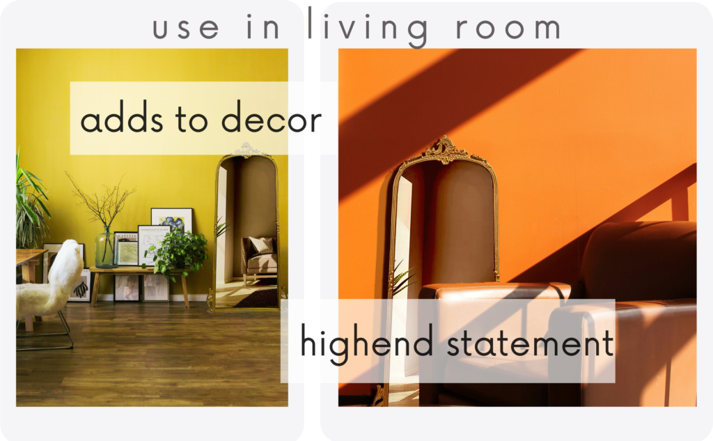 high end statement wall mirror which adds to master decor piece for your living room