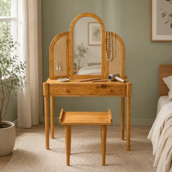 dressing table with mirror and storage