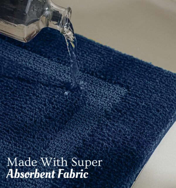 MORii® Pack of 2 - Thick Memory Foam Padded Bath Rug |Quick absorption bath mat​ | Plush 1600 GSM | Authentic Hydra Tech | New Germ Lock | Anti Skid | Machine Washable (Navy Blue, 21x34 inches) - Image 2