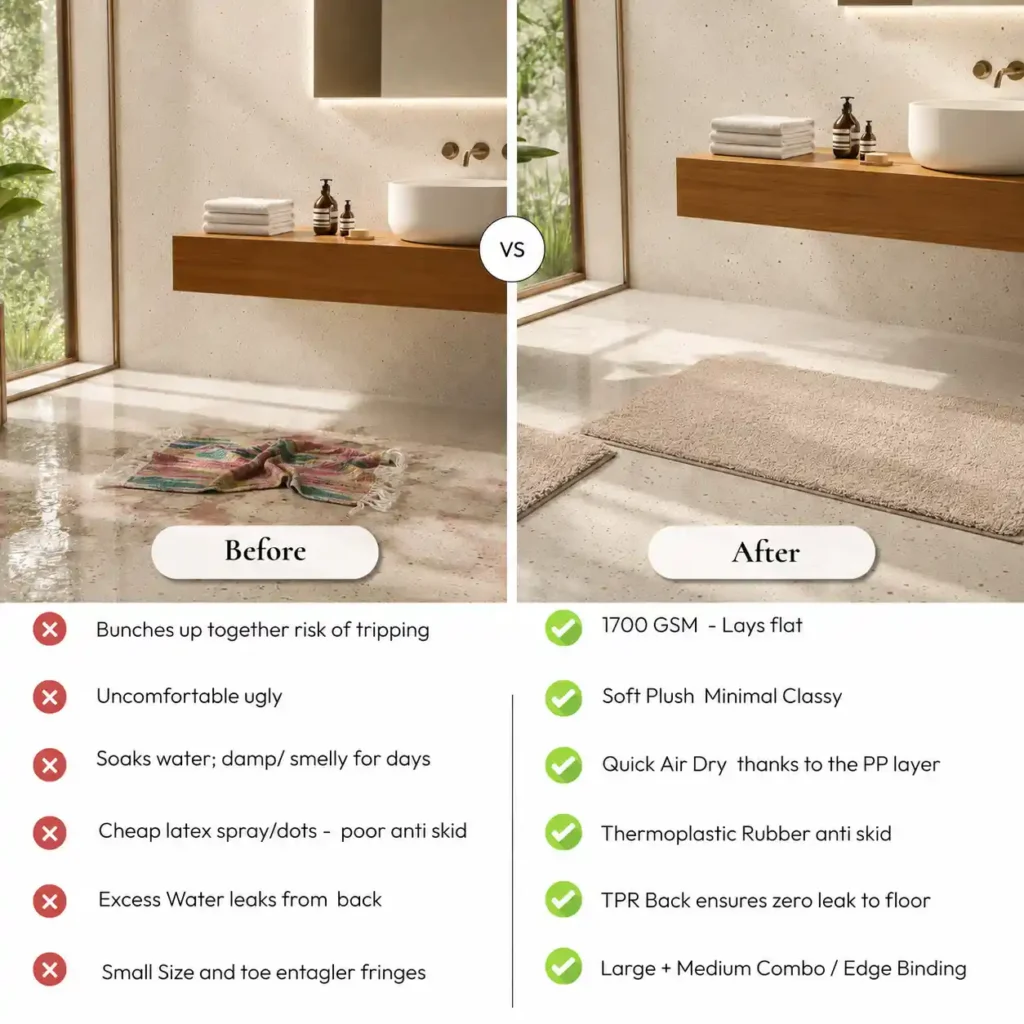 rubber anti slip bathmat