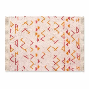Boho Area Rug with Fringes |100% Cotton | (5x7.5 ft) hover image