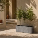 Unique Pots Rectangle | Planter Box | Metal Grey Texture| 32x 11x12 inch