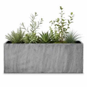 Unique Pots Rectangle | Planter Box | Metal Grey Texture| 32x 11x12 inch hover image