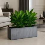Unique Pots Rectangle | Planter Box | Metal Grey Texture| 32x 11x12 inch