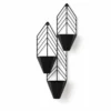 MORii Chevron Arrow 3 pot matte black metal wall planter