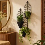 Bold Chevron Arrow 3 Pot Wall Planter — Matte Black