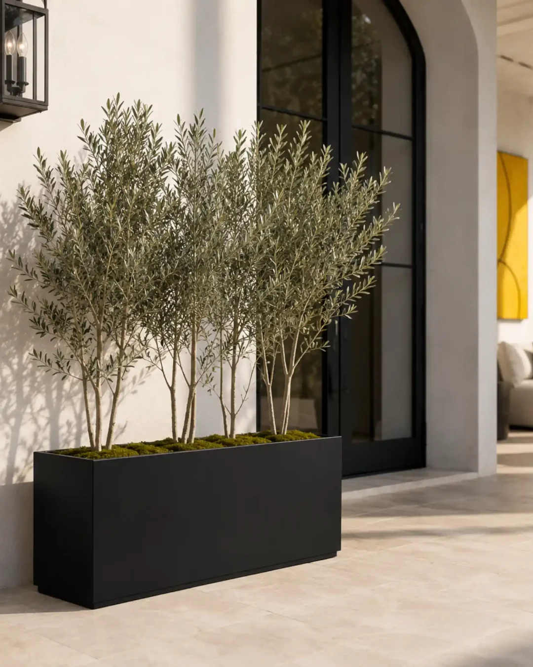 large black rectangular planters