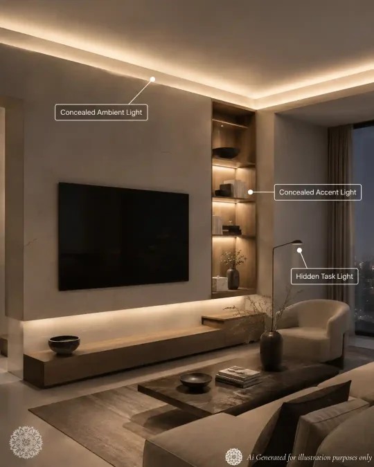 Importance of concealing lights when placing in home and living areas